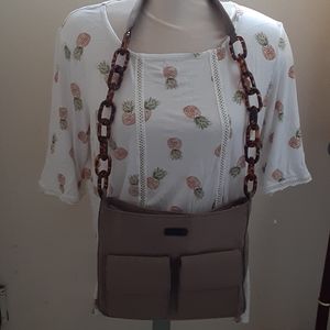 Silver blue bag with acrylic tortoise strap